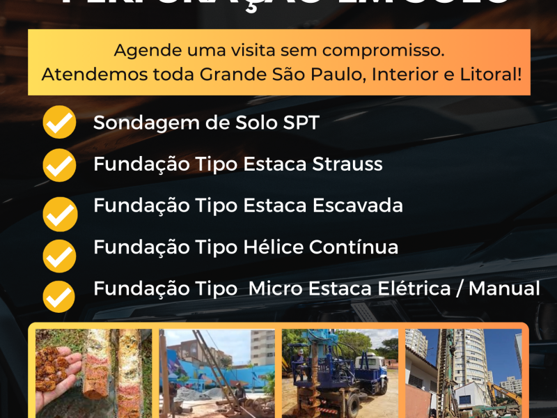 Perfuração em Solo / Fundação de Estacas Tipo Straus - Helíce continua - Escavada